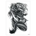 Waterproof temporary tattoo sticker featuring a detailed black and white dragon design HB-702. - HB-702 / 148*210MM