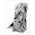 Waterproof temporary lion tattoo sticker, realistic black and white sketch body art design. - HB-724 / 148*210MM