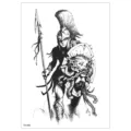 Waterproof temporary tattoo sticker featuring fierce warrior design, long-lasting body art. - TH-686
