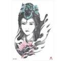 Waterproof temporary tattoo sticker featuring ancient Chinese geisha and lotus design for body art. - HB-482