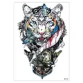 Waterproof temporary tattoo sticker, fierce tiger and knife design, body art for arms and legs. - HB-745 / 148*210MM