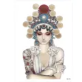 Waterproof temporary tattoo sticker half sleeve traditional geisha art design body art - HB-494
