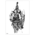 Waterproof temporary tattoo sticker Spartan warrior knight design black and white style - TH-687