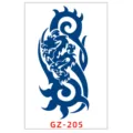 Adesivo per tatuaggio drago blu alle erbe impermeabile a lunga durata stile GZ205 - GZ-205 / 11x18cm