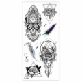 Wasserdichter temporärer Tattoo-Aufkleber mit Blumen und geometrischen Federmotiven - TL-239 / 90*190mm