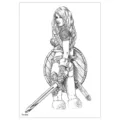 Waterproof temporary tattoo sticker featuring a fierce female warrior sketch design variant. - TH-688