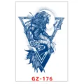 Adesivo per tatuaggio temporaneo impermeabile alle erbe leone guerriero per braccio - GZ-176 / 11x18cm