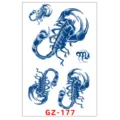 Foglio di tatuaggio temporaneo scorpione impermeabile, adesivo corporeo blu realistico. - GZ-177 / 11x18cm