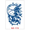 Autoadesivo del tatuaggio temporaneo succo d'erba metà braccio design orologio teschio impermeabile - GZ-172 / 11x18cm