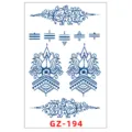 Adesivo per tatuaggio temporaneo alle erbe impermeabile blu floreale geometrico corpo - GZ-194 / 11x18cm