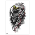 Waterproof temporary tattoo sticker featuring a realistic skull and colorful butterfly design. - TH-694
