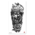 Waterproof temporary tattoo sticker featuring a fierce wolf clock and rose design for arms and legs. - XQB-1265 / 11.4x21cm