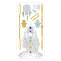 Metallic Temporary Tattoo Sheet Gold Silver Boho Yoga Dreamcatcher Hamsa Hand Art - Pattern M-T28