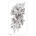 Autocollant de tatouage temporaire fleur de rose esquisse noir et blanc, variante. - XQB-345 / 11.4*21CM