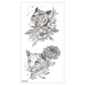 Autocollant de tatouage temporaire étanche avec un design de lion et de fleurs en dotwork. - XQB-346 / 11.4*21CM