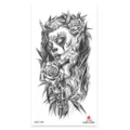 Gothic gothic woman rose temporary tattoo sticker black and white sketch body art design - XQB-1308