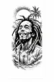 Bob Marley portrait temporary tattoo sticker, black and white arm chest body art design. - XQB-1309