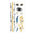 Wholesale metallic temporary tattoo sheet with gold and silver chains, feathers and eye designs. - Pattern M-T31