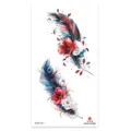 Watercolor feather flower temporary tattoo sticker body art waterproof long lasting - XQB-1311