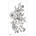 Autocollant de tatouage floral temporaire imperméable, esquisse noir et blanc pour bras. - XQB-350 / 11.4*21CM
