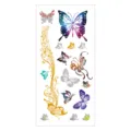 Waterproof metallic temporary tattoo sticker sheet featuring colorful butterfly and note designs. - Pattern M-T33