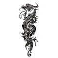 Adesivo per tatuaggio temporaneo impermeabile drago nero, arte corporea tribale per spalla. - QB-56