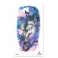 Waterproof temporary tattoo sticker wolf night sky design cool body art for arm leg - XQB-1272 / 11.4x21cm