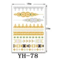 Foglio di adesivi per tatuaggi temporanei metallici oro e argento impermeabile boho arte - YH-78
