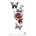 Red rose butterfly temporary tattoo sticker sheet for arm leg chest body art design. - XQB-1315