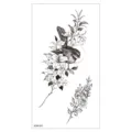 Autocollant de tatouage temporaire imperméable avec motif réaliste d'oiseau et de fleurs. - XQB-355 / 11.4*21CM