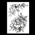 Adhesivo Tatuaje Temporal Flores Boceto Negro Variante TH173 Arte Corporal Impermeable - TH-173 / 148*210MM