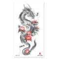 Waterproof temporary tattoo sticker featuring a traditional dragon and red peony design for body art. - XQB-1275 / 11.4x21cm