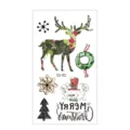 Pegatinas de tatuaje temporal impermeable de Navidad con ciervo y muñeco de nieve para fiesta. - SS-01