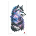 Waterproof temporary tattoo sticker with galaxy wolf design for arm and leg decoration. - XQB-1277 / 11.4x21cm