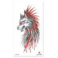Waterproof temporary tattoo sticker with fierce red and black wolf design for body art. - XQB-1278 / 11.4x21cm