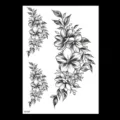 Autocollants de tatouage floral esquisse noire, art corporel temporaire étanche. - TH-387 / 148*210MM