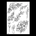 Feuille de tatouage temporaire florale croquis noir avec élégants motifs de fleurs dessinées. - TH-388 / 148*210MM