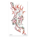 Waterproof temporary tattoo sticker with nine tailed fox and flower art for arm or body. - XQB-1280 / 11.4x21cm