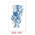 Adesivo per tatuaggio temporaneo al succo di erbe, design volpe blu e rosa, impermeabile, resistente. - GZS-103
