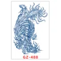 Adesivo per tatuaggio temporaneo alle erbe impermeabile con design di bestia mitica blu. - GZ-488