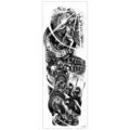 Autocollant de tatouage temporaire imperméable grand bras noir et blanc art corporel - TQB-286 / 170*480mm