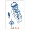 Adesivo per tatuaggio temporaneo impermeabile al succo d'erbe con medusa e cavalluccio marino. - GZ-543