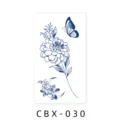Herbal semi-permanent tattoo sticker blue flower butterfly waterproof long lasting body art design - CBX-030