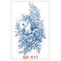 Succo d'erbe adesivo impermeabile per tatuaggio temporaneo unicorno fiore design molto duraturo - GZ-517