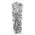 Autocollant de tatouage temporaire noir et blanc pour bras avec carpe koi et chrysanthèmes. - TQB-303 / 170*480mm