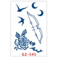 Adesivo per tatuaggio temporaneo impermeabile a base di erbe con arco e rose. - GZ-545