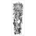 Autocollant de tatouage temporaire bras entier noir et blanc grue fleur imperméable art - TQB-302 / 170*480mm
