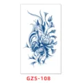 Adesivo per tatuaggio temporaneo al succo vegetale con design di volpe e loto blu. - GZS-108