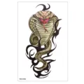 Autocollant de tatouage temporaire étanche avec un motif de cobra féroce, idéal pour le bras. - TBS-8080 / 120x190mm