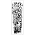 Autocollant de tatouage temporaire imperméable bras entier, design grue et fleur noir et blanc. - TQB-301 / 170*480mm